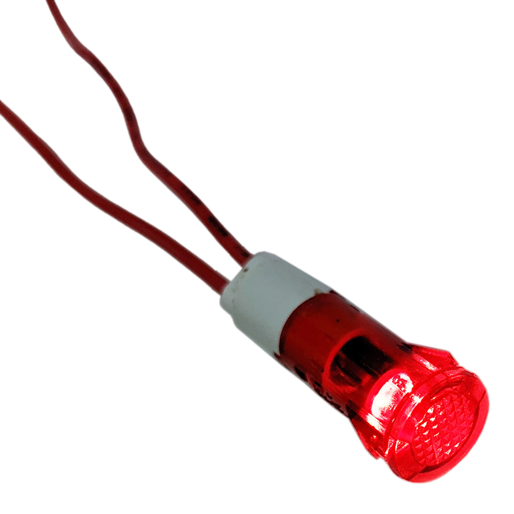 Red LED Panel Indicator Light with Leads, Press Fit, Fits 10mm Diameter Cutout