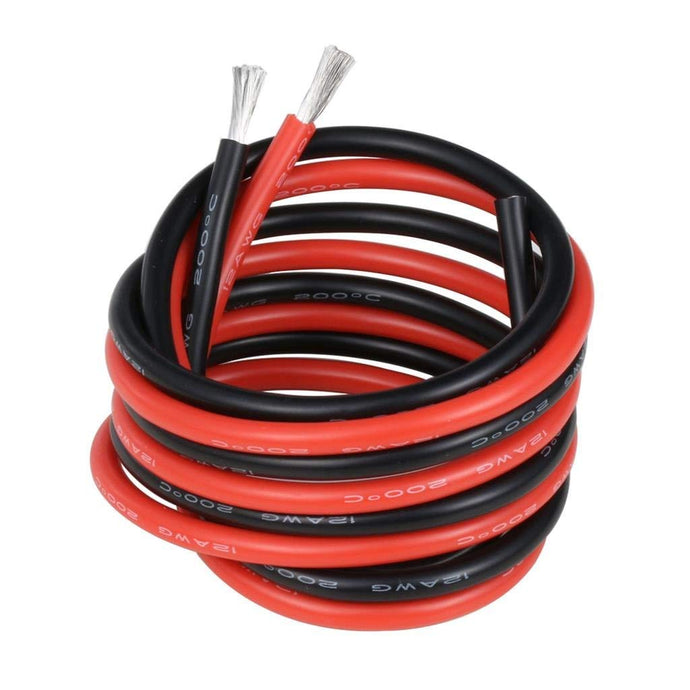 12 gauge silicone wire kit: 2 colors, 10 Feet of red and 10 Feet of black for a total of 20 feet | High strand count tinned copper core, 12 AWG silicone stranded wire has 680 strands 0.08 mm tinned copper wire, the copper strands are tinned, protecting them from corrosion and making it easier to solder. | Soft Silicone Rubber Coating | The wire is constructed with premium silicone rubber insulation. High temperature resistance 200 degree C, Low temperature resistance, in extreme cold -60 degree 