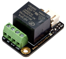 Load image into Gallery viewer, The DFRobot single relay allows you to switch on and off a number of electronic modules | The relay output state is indicated by an LED | It can be controlled through the digital I/O port to trigger a solenoid valve, lamp, motor or other high current or high voltage devices
