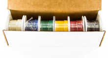 Load image into Gallery viewer, 26 Gauge Hook Up Wire Kit - Solid Wire, Tinned Copper - Includes 6 Different Color 25 Foot Spools
