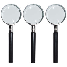 Load image into Gallery viewer, 3 Pack Magnifying Glass 3X Magnification, 2-inch Diameter with Chrome Rim
