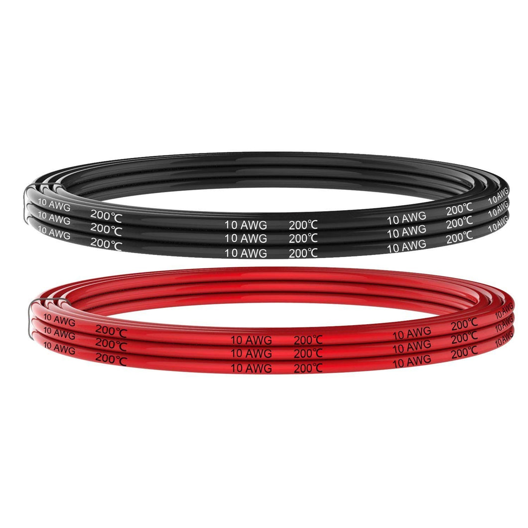 Electronix Express Brand and Quality | 10 Gauge silicone wire - super flexible 1050 strands of 0.08 mm Tinned copper wire - Highly efficient - Super low impedance for a highly efficient connection. | High Temperature Resistant Silicone Wire.Temp: -60 degree celsius +200 degree celsius | Nominal Voltage 600V | Bear Current 43A