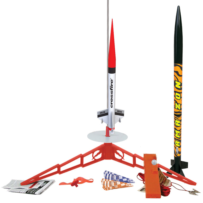 Estes 1469 Tandem-X Flying Model Rocket Launch Set - Beginner to Intermediate Skill Level Model Kit with Launch Controller and Launch Pad