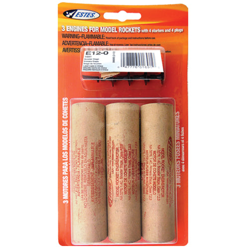 Estes E12-0 Model Rocket Engine Pack (3 Engines Per Pack)