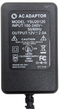 Load image into Gallery viewer, AC Power Adapter 12V 2A, 5.5mm OD x 2.1mm ID Barrel Plug, Center Positive (YSU20120)
