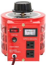Load image into Gallery viewer, 20 Amp Variable Transformer, 2000va Max, 0~130 Volt Output
