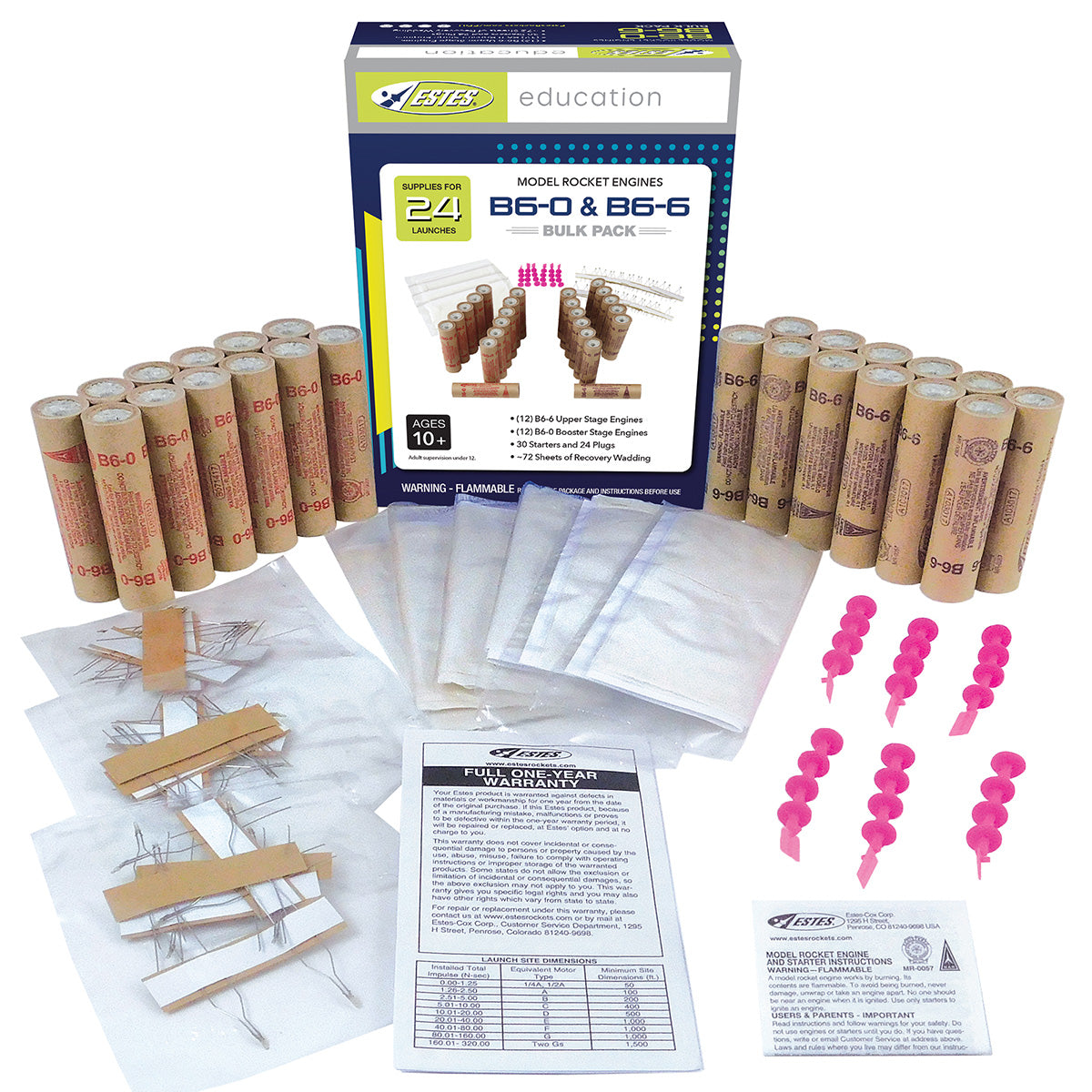 Estes B6-0/B6-6 Engine Bulk Pack for Two-Stage Model Rockets - Include ...