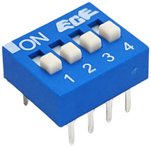 Load image into Gallery viewer, DIP Switch with 4 Switches, 8-Pin, SPST, Blue Color, 11.6mm x 9.8mm x 6mm
