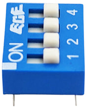 Load image into Gallery viewer, DIP Switch with 4 Switches, 8-Pin, SPST, Blue Color, 11.6mm x 9.8mm x 6mm
