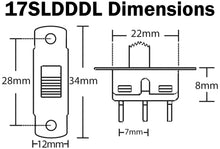 Load image into Gallery viewer, Standard DPDT Slide Switch with 6 Pin Solder Lug Termination, 1.4&quot;×0.50&quot;×0.68&quot;
