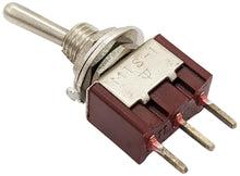 Load image into Gallery viewer, Miniature SPDT Toggle Switch On-Off-On with 3 Pin PC Leads, 6A @ 125V AC
