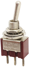 Load image into Gallery viewer, Miniature SPDT Toggle Switch On-Off-On with 3 Pin PC Leads, 6A @ 125V AC
