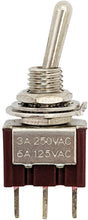 Load image into Gallery viewer, Miniature SPDT Toggle Switch On-Off-On with 3 Pin PC Leads, 6A @ 125V AC
