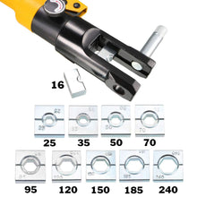 Load image into Gallery viewer, 16 Ton Hydraulic Crimper with 10 Crimping Dies for Electrical Wire Sleeves, Lugs, and Compressible Battery Terminal Ends
