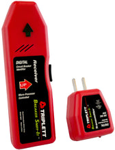 Load image into Gallery viewer, Designed for high accuracy results; Microprocessor-controlled to reduce false readings | Fully automatic - no adjustments necessary | 120/220 VAC transmitter (250 VAC max) | Simple to use with audible and visual indication | Does not require a battery and is powered by the outlet, the main unit is powered by a 9-volt battery (not included) for long life and reliability
