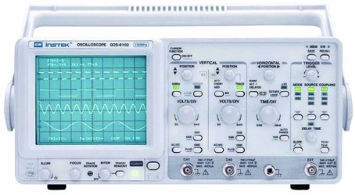 100MHz, two-channel, portable analog oscilloscope for electronics applications such as product design, assembly lines, repair and servicing, and electrical engineering education | Timebase auto-range function automatically selects the optimum sweep time for displaying waveforms | Delayed sweep mode can horizontally magnify any portion of a complex waveform for inspection | 6