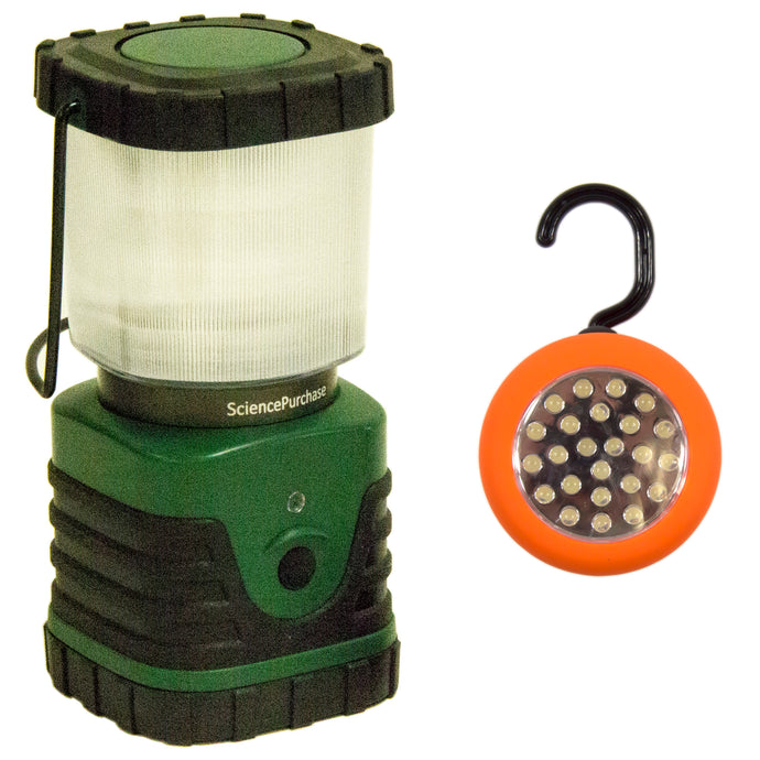 This lantern shines 400 lumens of LED lights,takes 3 D batteries, and can stay going for more then 100 continuous hours! | Compact, only 8 inches tall, which makes it the perfect size for basements, garages, hiking, camping trips, or in emergencies | Green 'locator' LED flashes every 5 seconds on standby mode - find this lantern even when it's dark! (*note this uses very little battery) | Water-resistant, reinforced case | Also includes hanging tent light with collapsible hook