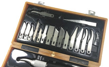 Load image into Gallery viewer, 26 Piece Hobby Art Knife Set with Storage Case, Includes 4 Handles, 21 Blades, and Tweezers - Modeling and Drafting Tools
