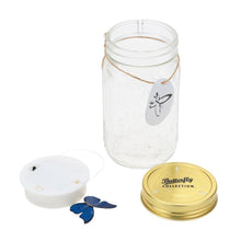 Load image into Gallery viewer, Animated Electronic Blue Morpho Butterfly in a Glass Jar - Tap to Activate - Illuminated
