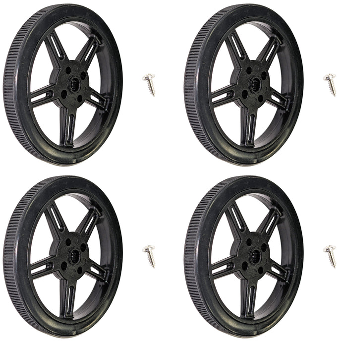 4 Pack 60mm Diameter Wheel with Silicone Tire, 8mm Wide, Fits FiTec FS90R Servo Motor
