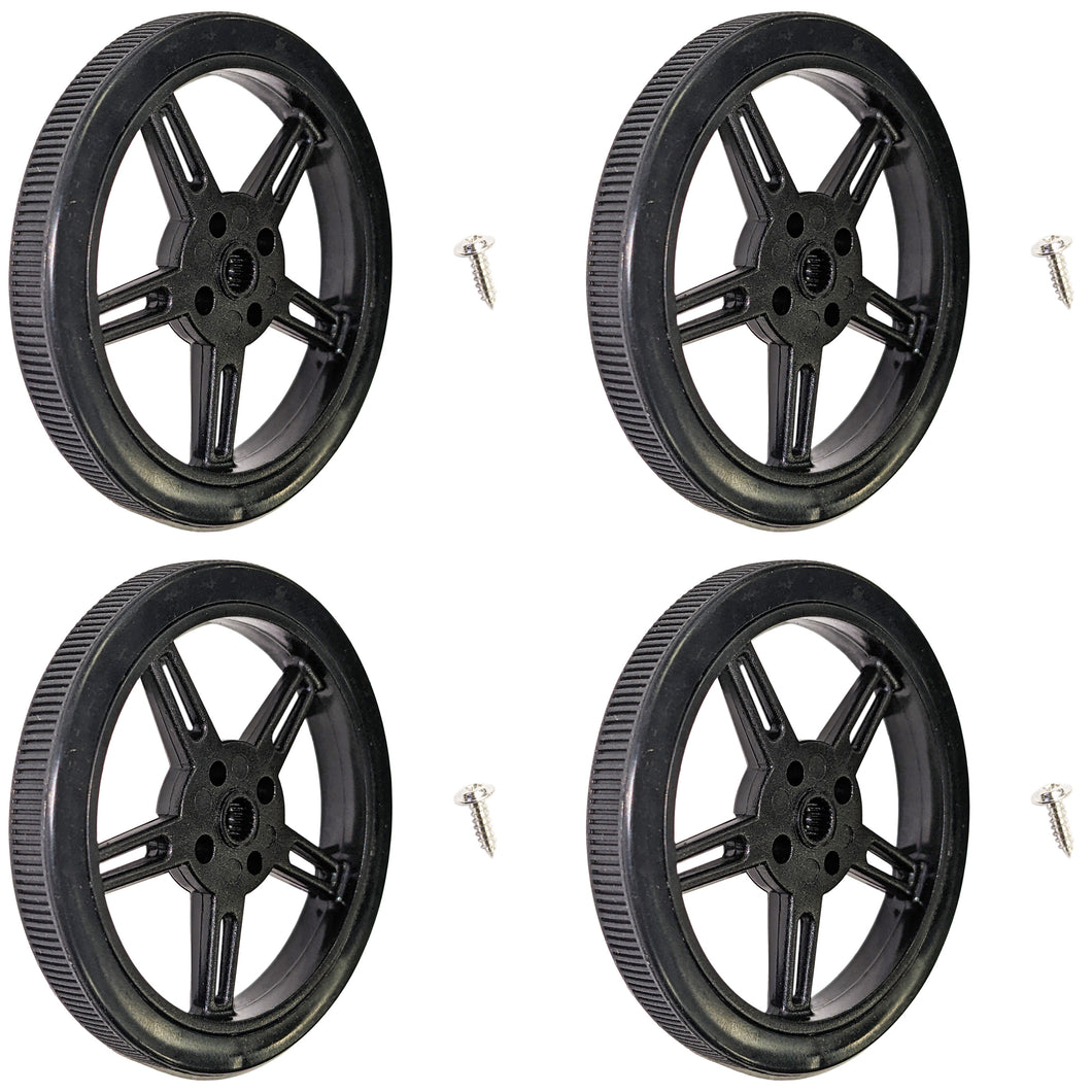 4 Pack 60mm Diameter Wheel with Silicone Tire, 8mm Wide, Fits FiTec FS90R Servo Motor