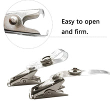 Load image into Gallery viewer, 100 Pack Metal ID Card Badge Clips with Snap-to-Close PVC Straps for 5/8&quot; Slots
