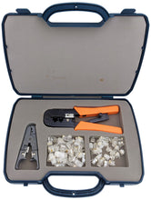 Load image into Gallery viewer, Modular Crimping Tool Set - Includes Ratcheting Crimping Tool, Round / Flat Cable Stripper, and 90 Modular Plugs
