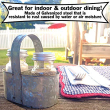 Load image into Gallery viewer, 2 Pack Farmhouse Salt and Pepper Shakers with Caddy Sets - Rustic Vintage Style - Galvanized Steel
