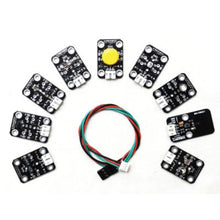Load image into Gallery viewer, DFRobot DFR0018 9 Piece Sensor Set for Arduino - Light, Touch, Temperature, Magnet, Vibration, Tilt, Button, Grayscale, and LED Module
