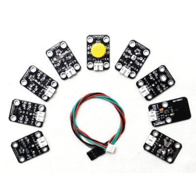 DFRobot 9 Piece Sensor Set for Arduino - Light, Touch, Temperature, Magnet, Vibration, Tilt, Button, Grayscale, and LED Module (DFR0018)