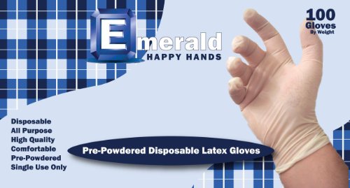 Size SMALL, 5 mil | Pre-powdered natural rubber latex | High quality, reinforced finger tip, beaded cuff | Single dispenser box of 100 gloves | 