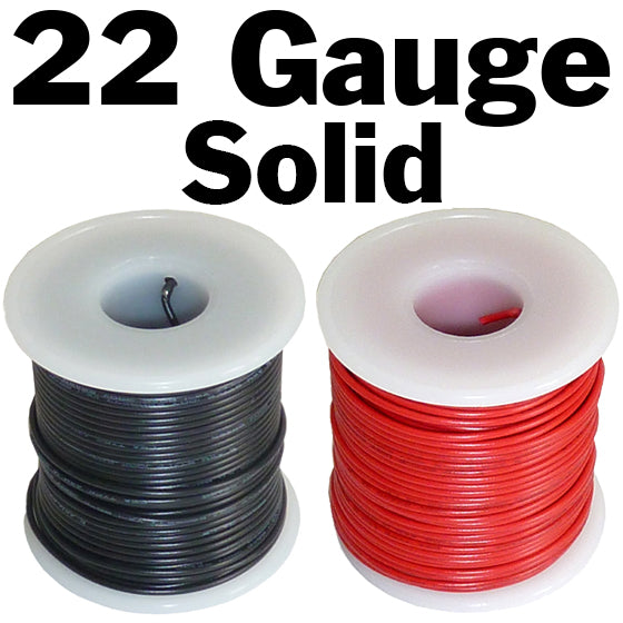 22 Gauge Solid Hook Up Wire - 100 Foot Spools of Black and Red Color Wire (Shade May Vary)