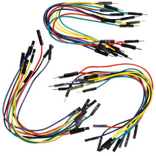 Load image into Gallery viewer, 30 piece jumper wire set | 10 pieces each of Male to Male, Female to Male, Female to Female | 5 assorted colors | 6&quot; in length
