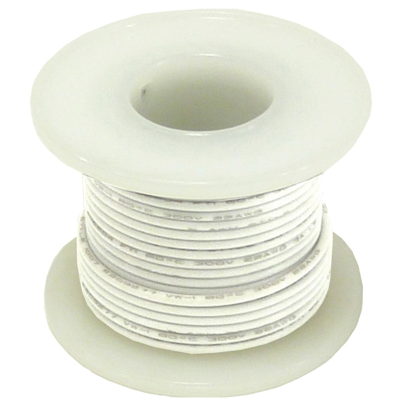 Stranded Hook Up Wire - 22 Gauge, 25 Foot Spool - White (Shade May Vary)