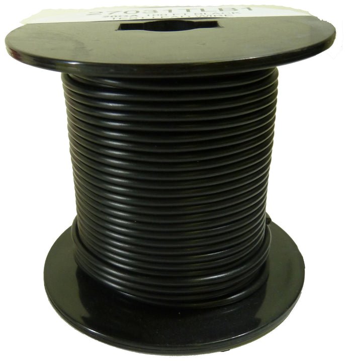 100 Feet Black 20 Gauge Stranded Flexible Test Lead Wire, Rubber Insulated