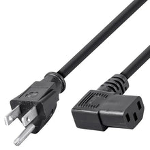 Load image into Gallery viewer, 6ft 18AWG Right Angle Power Cord Cable w/ 3 Conductor PC Power Connector Socket (C13/5-15P) - Black
