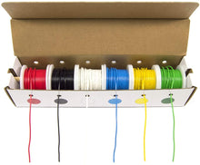 Load image into Gallery viewer, 20 Gauge Hook Up Wire Kit - Solid Wire, Tinned Copper - Includes 6 Different Color 25 Foot Spools
