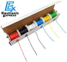 Load image into Gallery viewer, 18 Gauge Hook Up Wire Kit - Solid Wire, Tinned Copper - Includes 6 Different Color 25 Foot Spools

