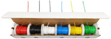 Load image into Gallery viewer, 18 Gauge Hook Up Wire Kit - Solid Wire, Tinned Copper - Includes 6 Different Color 25 Foot Spools

