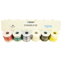 Load image into Gallery viewer, 20 Gauge Hook Up Wire Kit - Solid Wire, Tinned Copper - Includes 6 Different Color 100 Foot Spools
