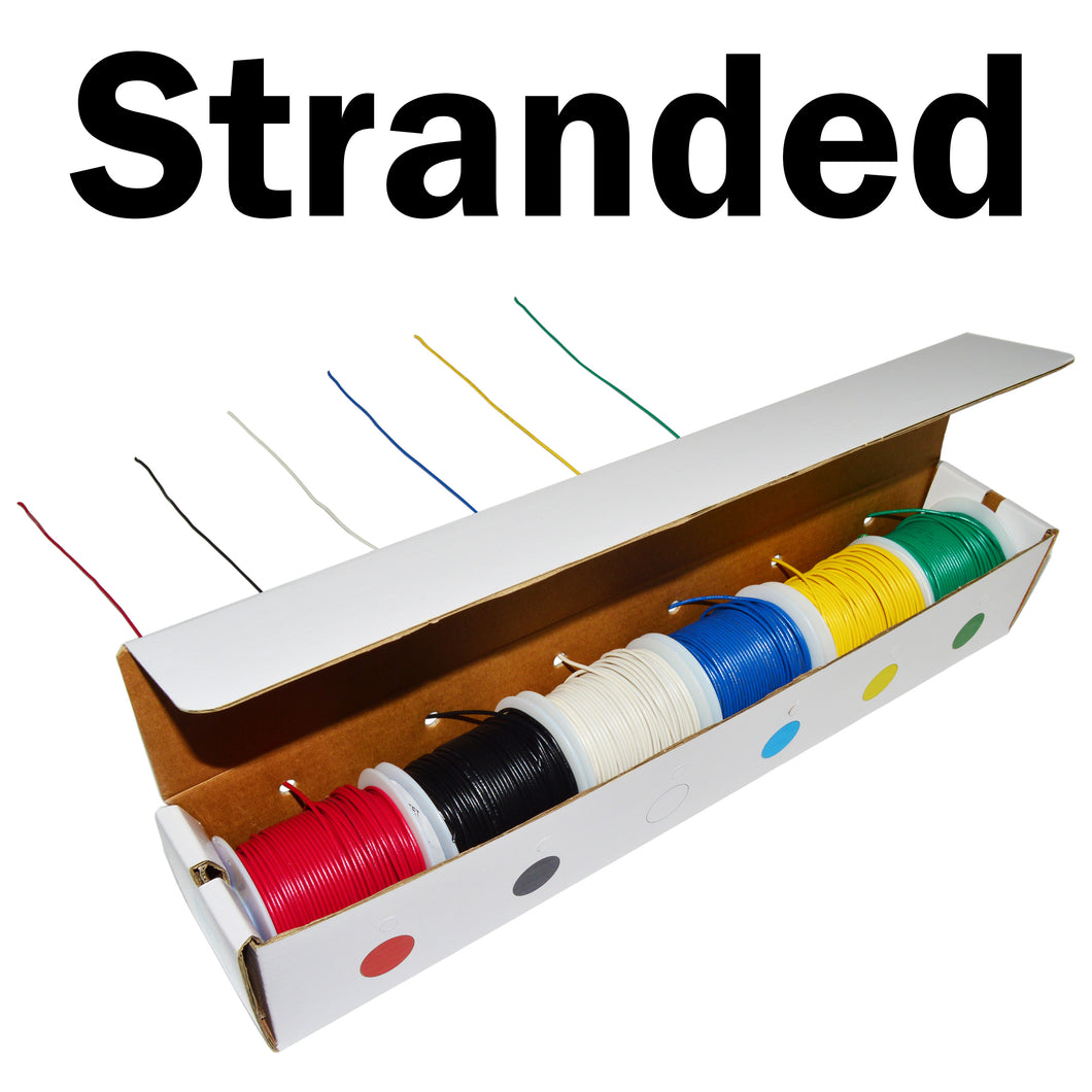 22 Gauge Hook Up Wire Kit - Stranded Wire, Tinned Copper - Includes 6 Different Color 100 Foot Spools