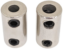 Load image into Gallery viewer, 5 Pack 4.3mm to 5.6mm Metal Coupling Connector with Set Screws for Robotics / RC Motor Axle, 19.1mm Length, Silver Color
