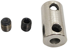 Load image into Gallery viewer, 5 Pack 4.3mm to 5.6mm Metal Coupling Connector with Set Screws for Robotics / RC Motor Axle, 19.1mm Length, Silver Color
