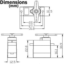 Load image into Gallery viewer, Mini Servo Motor with Metal Gears, 1.5kg.cm at 4V or 1.8kg.cm at 6V, Four Horns (FS90MG)

