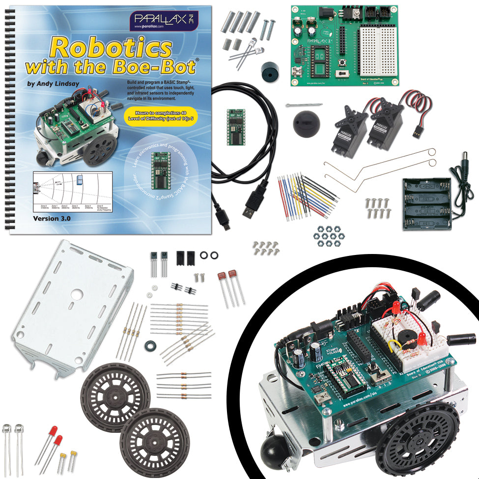 Beginner-friendly -  No programming experience needed | Open platform - Exposed circuitry allows you to learn and create your own electronic circuits | Solder-free - Experiment with custom circuits on the breadboard (no special-brand connectors) | Understandable - Included text provides easy-to-follow tutorials | Programmable - PBASIC is a very easy to learn text-based language that introduces concepts found in most programming languages