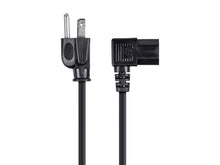 Load image into Gallery viewer, 6ft 18AWG Right Angle Power Cord Cable w/ 3 Conductor PC Power Connector Socket (C13/5-15P) - Black
