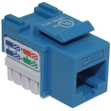 Load image into Gallery viewer, Used with patch panels, surface mount boxes, and wall plates | Color coded 110 type T568A / T568B wiring standards | Conforms to EIA/TIA Cat5e standards | UL listed | 
