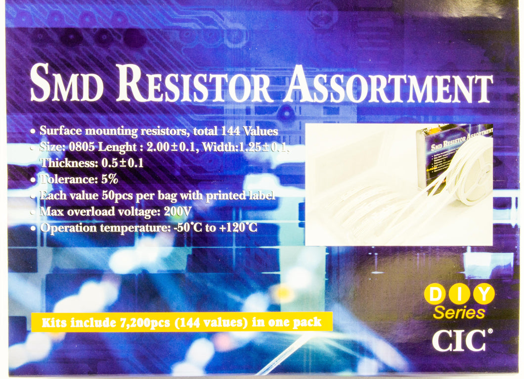 3,200 Piece SMD Resistor Kit with 72 Different Values from 2.4 to 10M, Size 0805