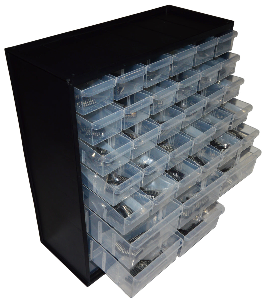 375 Piece Linear IC Assortment Kit with 34 Types of Linear Integrated Circuits in Electronic Component Cabinet Storage Case