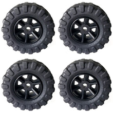 Load image into Gallery viewer, 4 Pack of 36mm Black Wheels with Tires for R/C Remote Control Vehicles, Robotics, or Models
